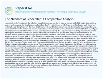 Essay on The Nuances of Leadership: a Comparative Analysis