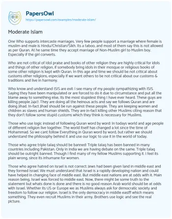 Essay on Moderate Islam