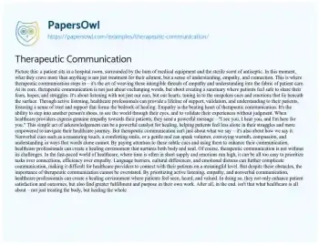 Essay on Therapeutic Communication