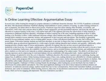 Essay on Is Online Learning Effective: Argumentative Essay