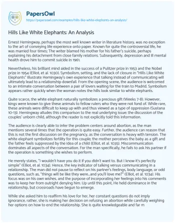 Essay on Hills Like White Elephants: an Analysis