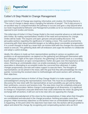 Essay on Cotter’s 8-Step Model in Change Management