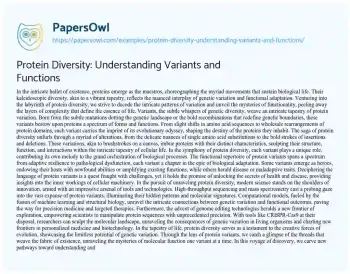 Essay on Protein Diversity: Understanding Variants and Functions