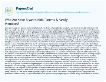 Essay on Who are Kobe Bryant’s Kids, Parents & Family Members?