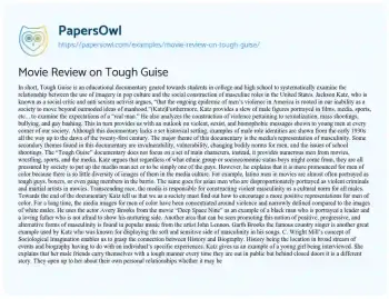 Essay on Movie Review on Tough Guise