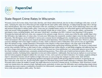 Essay on State Report Crime Rates in Wisconsin