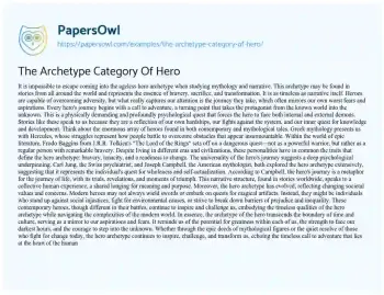 Essay on The Archetype Category of Hero