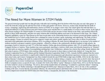 Essay on Women in Stem