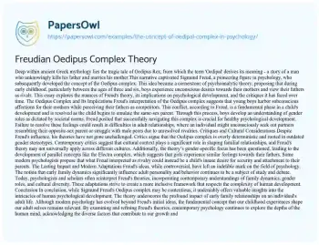 Essay on Freudian Oedipus Complex Theory