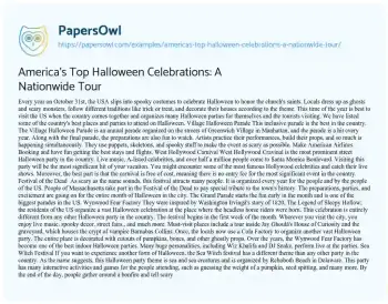 Essay on America’s Top Halloween Celebrations: a Nationwide Tour