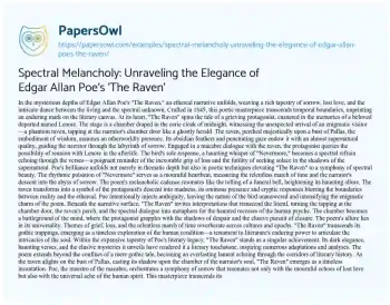 Essay on Spectral Melancholy: Unraveling the Elegance of Edgar Allan Poe’s ‘The Raven’