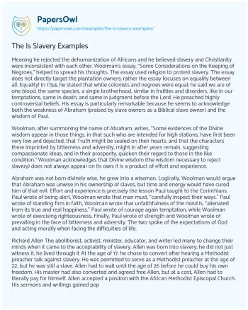 Essay on The is Slavery Examples