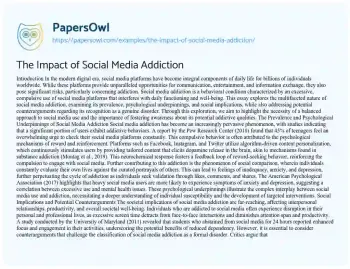 Essay on The Impact of Social Media Addiction