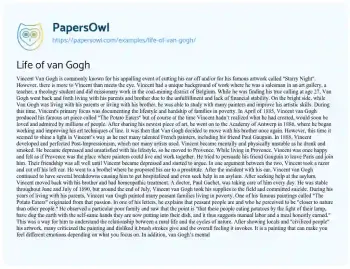 Essay on Life of Van Gogh