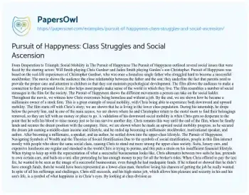 Essay on Pursuit of Happyness: Class Struggles and Social Ascension