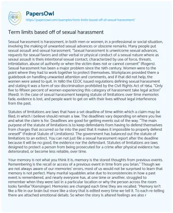 Essay on Term Limits Based off of Sexual Harassment