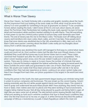 Essay on What is Worse than Slavery