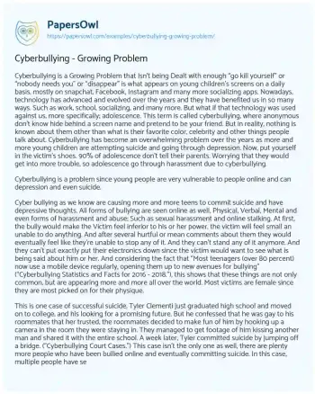 Essay on Cyberbullying – Growing Problem