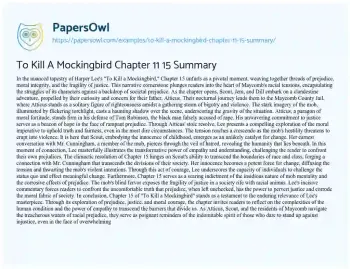 Essay on To Kill a Mockingbird Chapter 11 15 Summary