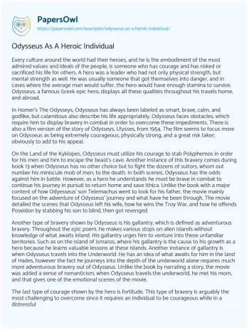 Essay on Odysseus as a Heroic Individual