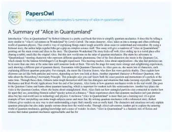 Essay on A Summary of “Alice in Quantumland”