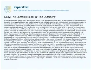 Essay on Dally: the Complex Rebel in “The Outsiders”