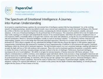 Essay on The Spectrum of Emotional Intelligence: a Journey into Human Understanding