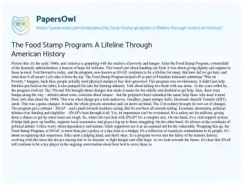 Essay on The Food Stamp Program: a Lifeline through American History