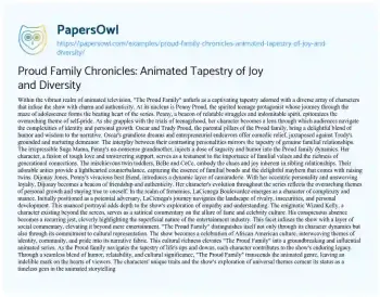 Essay on Proud Family Chronicles: Animated Tapestry of Joy and Diversity