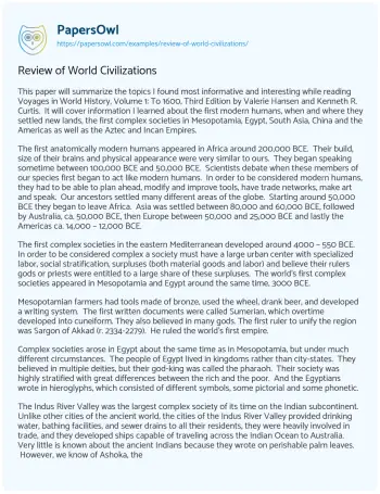 Essay on Review of World Civilizations