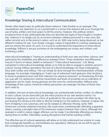 Essay on Knowledge Sharing & Intercultural Communication