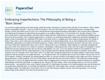 Essay on Embracing Imperfections: the Philosophy of being a “Born Sinner”