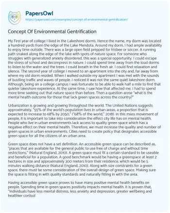 Essay on Concept of Environmental Gentrification