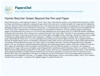 Essay on Harriet Beecher Stowe: Beyond the Pen and Paper