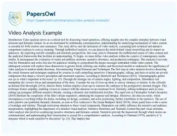 Essay on Video Analysis Example