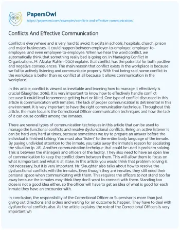 Essay on Workplace Conflict Resolution in Professional Environments