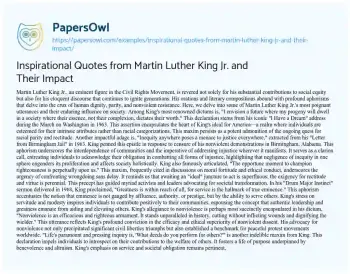 Essay on Inspirational Quotes from Martin Luther King Jr. and their Impact