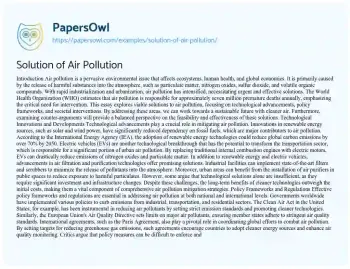 Essay on Solution of Air Pollution