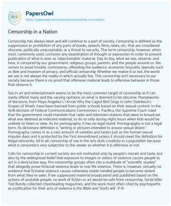 Essay on Censorship in a Nation