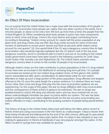 Essay on An Effect of Mass Incarceration