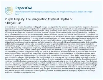 Essay on Purple Majesty: the Imagination Mystical Depths of a Regal Hue