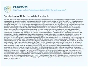 Essay on Symbolism of Hills Like White Elephants