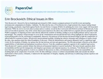 Essay on Erin Brockovich: Ethical Issues in Film