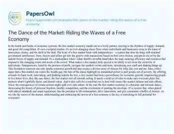 Essay on The Dance of the Market: Riding the Waves of a Free Economy