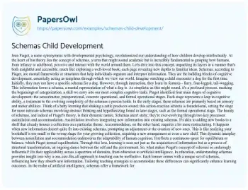 Essay on Schemas Child Development