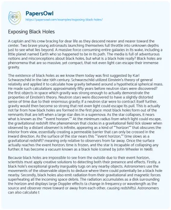 Essay on Exposing Black Holes