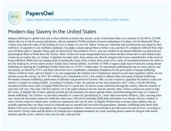 Essay on Modern-day Slavery in the United States