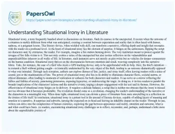 Essay on Understanding Situational Irony in Literature