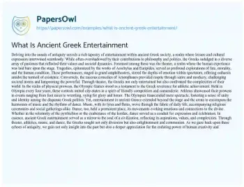 Essay on What is Ancient Greek Entertainment