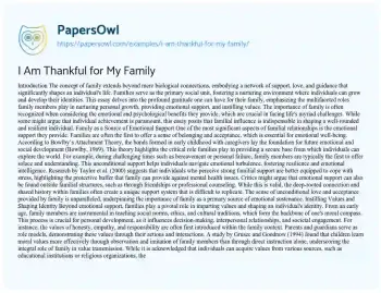 Essay on I am Thankful for my Family